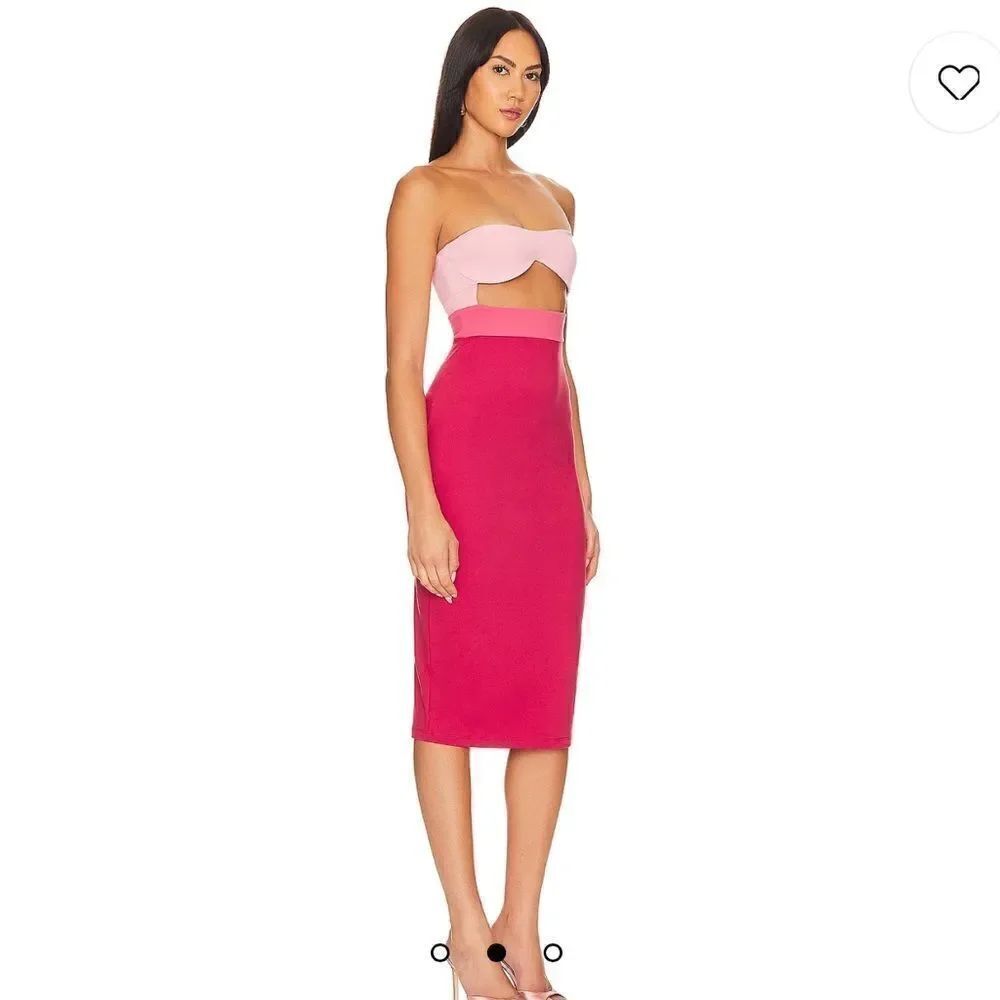 NWT Susana Monaco Colorblock Cutouts Tube Midi Dress Rosemary Large Revolve - Picture 13 of 13